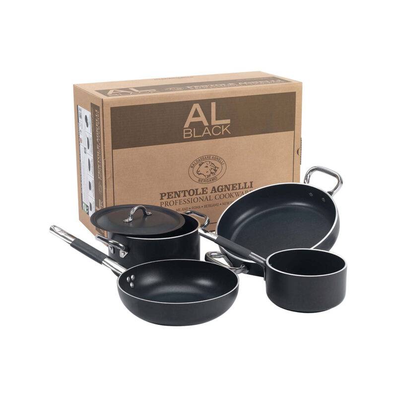 Pentole Agnelli Batteria antiaderente AlBlack pentole in alluminio