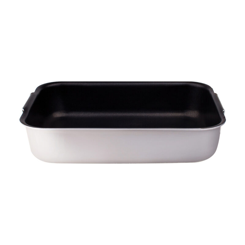 Pentole Agnelli Rostiera antiaderente rettangolare in alluminio 3mm – 2 maniglie snodate Outlet