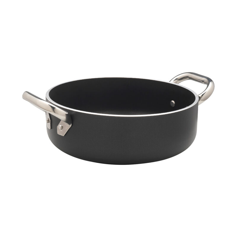 Pentole Agnelli Casseruola antiaderente induzione AlBlack bassa in alluminio 5mm – 2 maniglie