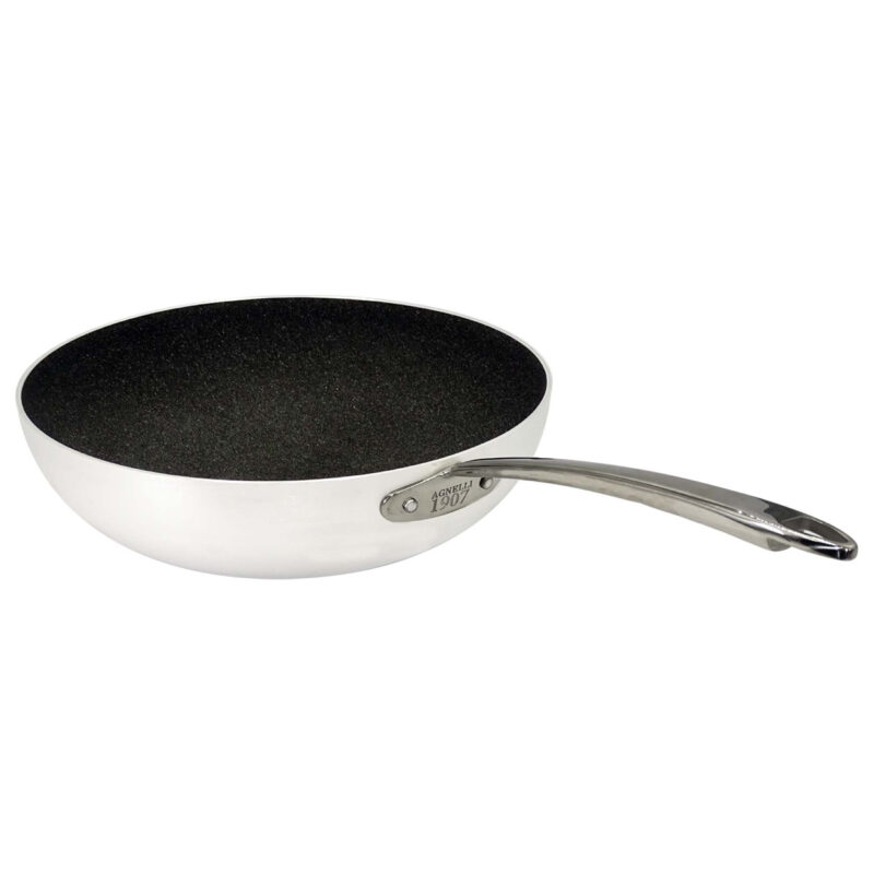 Pentole Agnelli Wok antiaderente Shark Skin a fondo piano in alluminio 3mm – 1 manico 1907 Offerte
