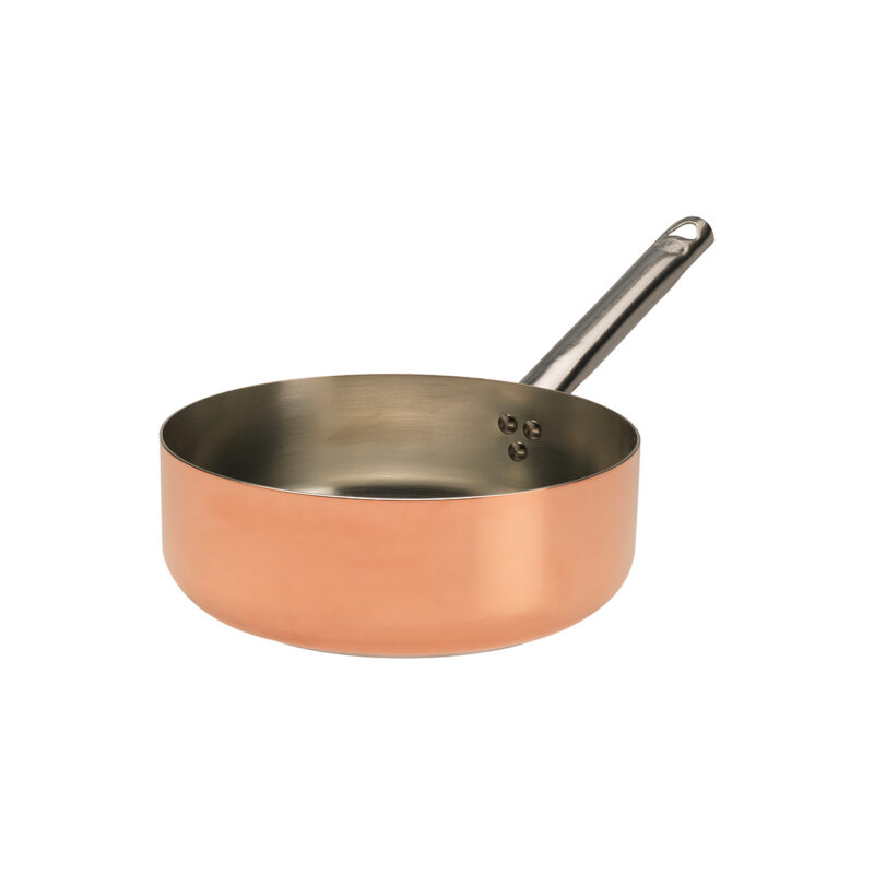 Pentole Agnelli Casseruola bassa in rame stagnato induzione 2mm – 1 manico