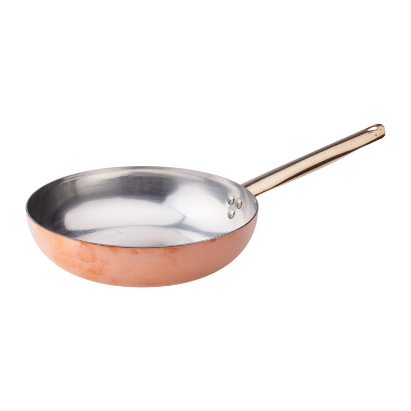 Pentole Agnelli Padella svasata alta in rame liscio stagnato a mano 2mm – 1 manico