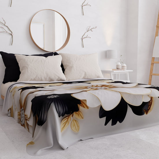 PETTI Copriletto Estivo, Coperta Leggera, Lenzuola Copriletto Flower Ceramic Nero Online