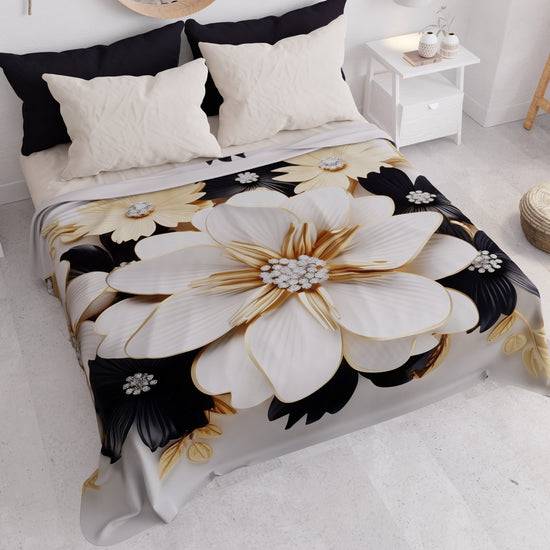 PETTI Copriletto Estivo, Coperta Leggera, Lenzuola Copriletto Flower Ceramic Nero Online