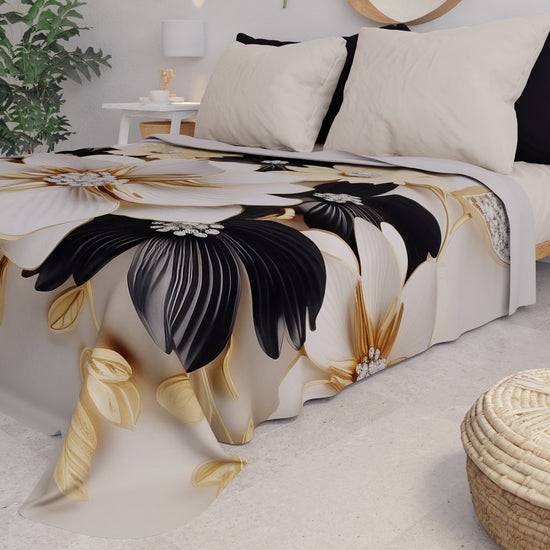PETTI Copriletto Estivo, Coperta Leggera, Lenzuola Copriletto Flower Ceramic Nero Online
