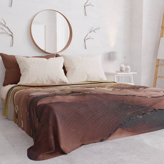 PETTI Copriletto Estivo, Coperta Leggera, Lenzuola Copriletto Marble Tortora Italy