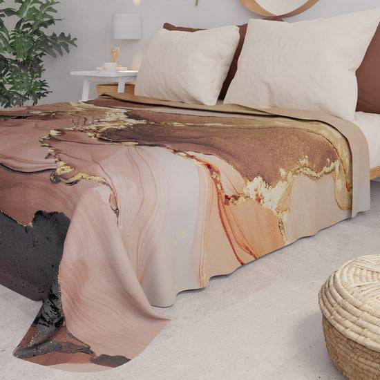 PETTI Copriletto Estivo, Coperta Leggera, Lenzuola Copriletto Marble Tortora Italy