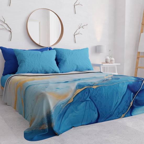 PETTI Copriletto Estivo, Coperta Leggera, Lenzuola Copriletto Marble Azzurro Fornitura limitata