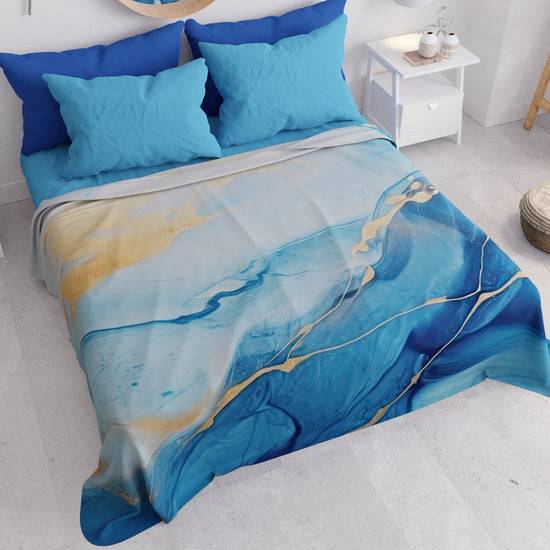 PETTI Copriletto Estivo, Coperta Leggera, Lenzuola Copriletto Marble Azzurro Fornitura limitata
