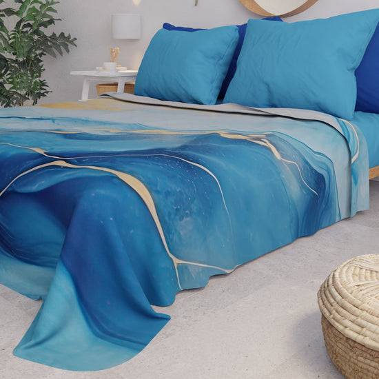 PETTI Copriletto Estivo, Coperta Leggera, Lenzuola Copriletto Marble Azzurro Fornitura limitata