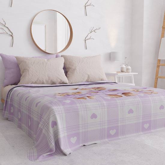 PETTI Copriletto Estivo, Coperta Leggera, Lenzuola Copriletto Teddy Love Lilla In Linea