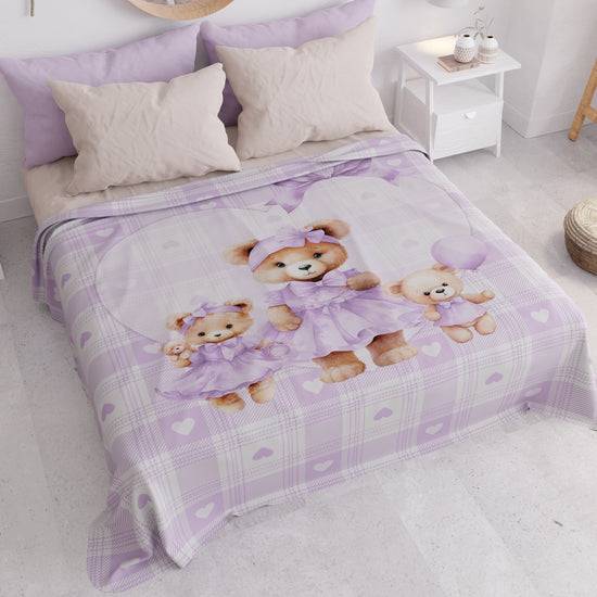 PETTI Copriletto Estivo, Coperta Leggera, Lenzuola Copriletto Teddy Love Lilla In Linea