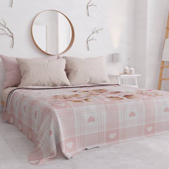 PETTI Copriletto Estivo, Coperta Leggera, Lenzuola Copriletto Teddy Love Rosa Nuovo