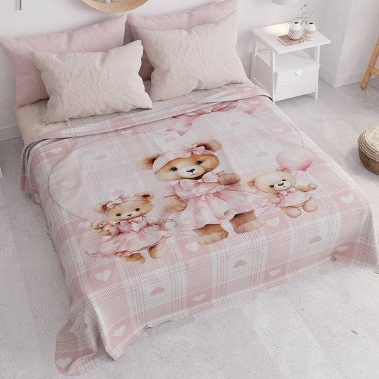 PETTI Copriletto Estivo, Coperta Leggera, Lenzuola Copriletto Teddy Love Rosa Nuovo