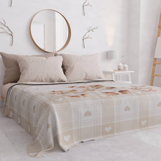 PETTI Copriletto Estivo, Coperta Leggera, Lenzuola Copriletto Teddy Love Tortora Qualità