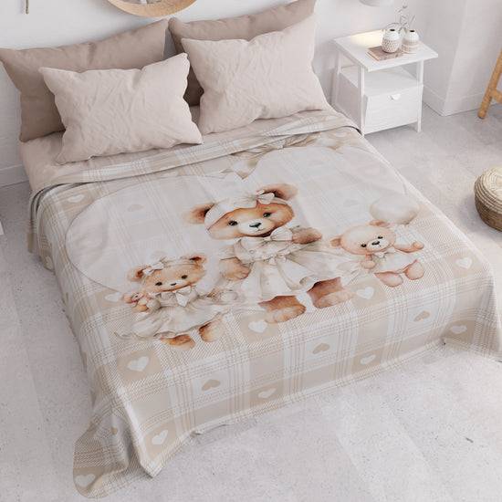 PETTI Copriletto Estivo, Coperta Leggera, Lenzuola Copriletto Teddy Love Tortora Qualità