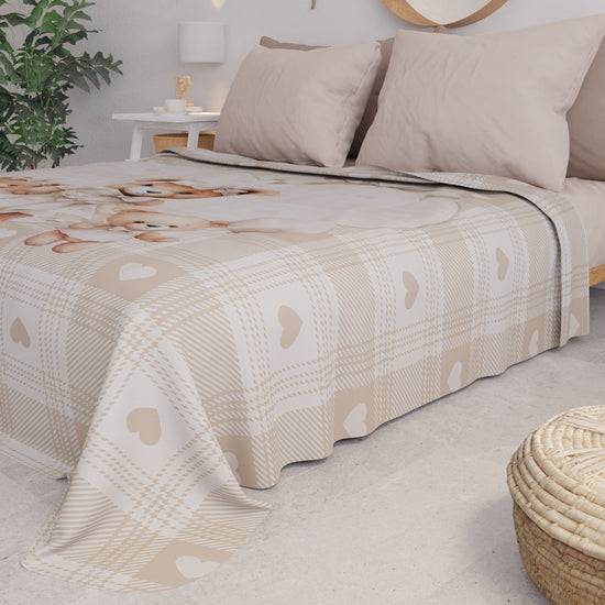 PETTI Copriletto Estivo, Coperta Leggera, Lenzuola Copriletto Teddy Love Tortora Qualità