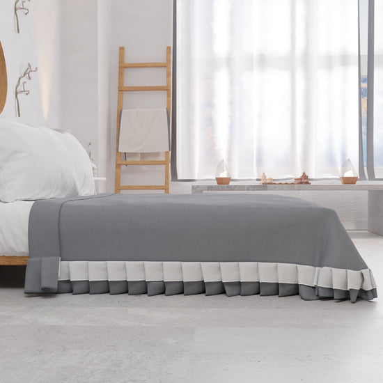 PETTI Copriletto Matrimoniale Estivo, Copriletto con Doppio Volant, Grigio Vendita
