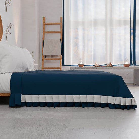 PETTI Copriletto Matrimoniale Estivo, Copriletto con Doppio Volant, Blu Notte Soddisfazione Garantita