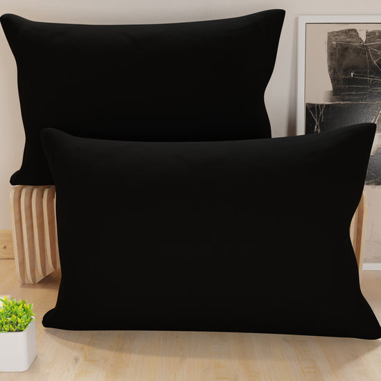 PETTI Federe, Coppia Federe, Copricuscini, 100% Microfibra Anallergica, Nero Prezzo Ridotto