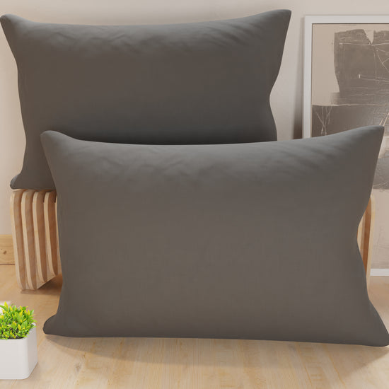 PETTI Federe, Coppia Federe, Copricuscini, 100% Microfibra Anallergica, Grigio Scuro Sottocosto