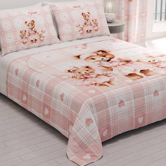 PETTI Trapuntino Copriletto Primaverile Autunnale in Stampa Digitale Teddy Love Rosa Super Saving Price