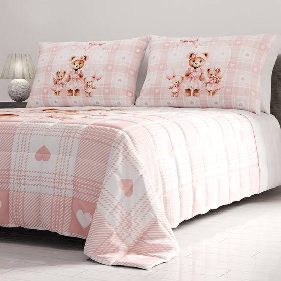 PETTI Trapuntino Copriletto Primaverile Autunnale in Stampa Digitale Teddy Love Rosa Super Saving Price