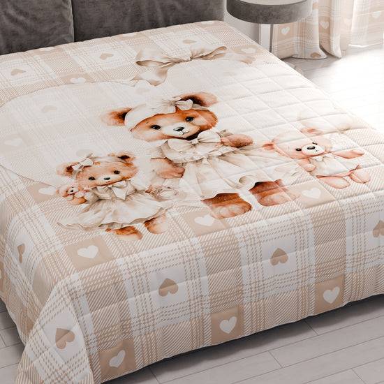 PETTI Trapuntino Copriletto Primaverile Autunnale in Stampa Digitale Teddy Love Tortora Vendita Calda