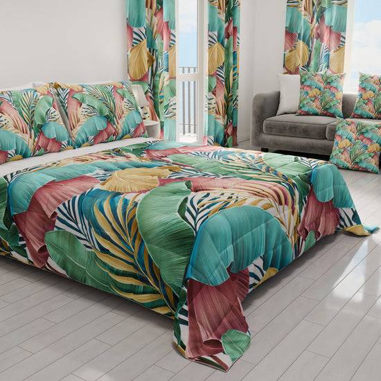 PETTI Trapuntino Copriletto Primaverile Autunnale in Stampa Digitale Tropical Multicolor Vendite Flash