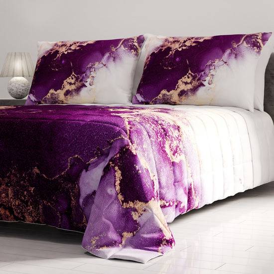 PETTI Trapuntino Copriletto Primaverile Autunnale in Stampa Digitale Marble Viola Spedizione Gratuita
