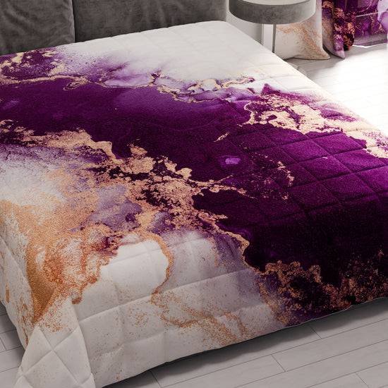 PETTI Trapuntino Copriletto Primaverile Autunnale in Stampa Digitale Marble Viola Spedizione Gratuita