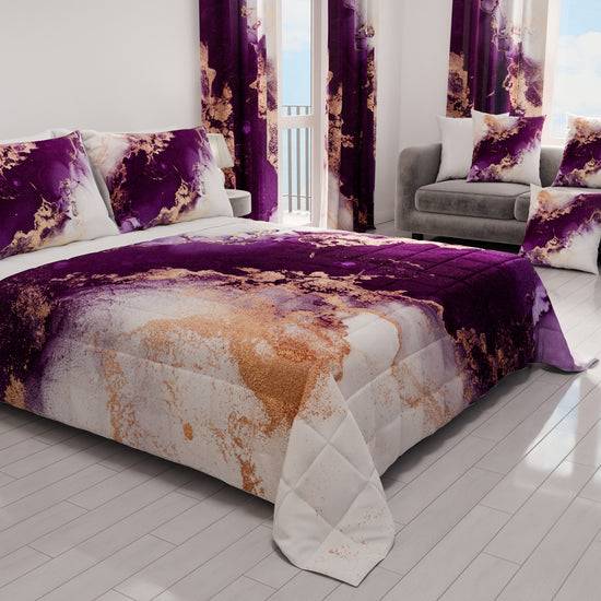 PETTI Trapuntino Copriletto Primaverile Autunnale in Stampa Digitale Marble Viola Spedizione Gratuita