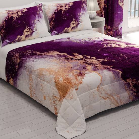 PETTI Trapuntino Copriletto Primaverile Autunnale in Stampa Digitale Marble Viola Spedizione Gratuita