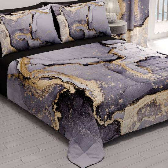 PETTI Trapuntino Copriletto Primaverile Autunnale in Stampa Digitale Marble Grigio Scuro Soddisfazione Garantita