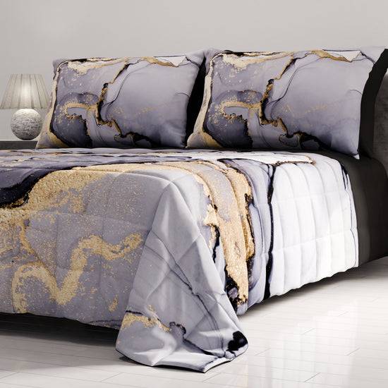 PETTI Trapuntino Copriletto Primaverile Autunnale in Stampa Digitale Marble Grigio Scuro Soddisfazione Garantita