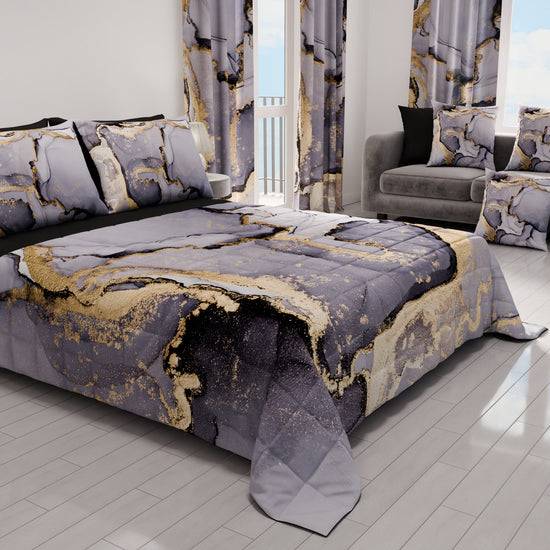 PETTI Trapuntino Copriletto Primaverile Autunnale in Stampa Digitale Marble Grigio Scuro Soddisfazione Garantita