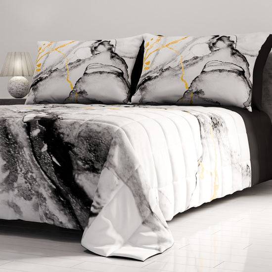 PETTI Trapuntino Copriletto Primaverile Autunnale in Stampa Digitale Marble Grigio Chiaro Qualità Garantita