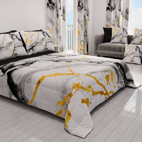 PETTI Trapuntino Copriletto Primaverile Autunnale in Stampa Digitale Marble Grigio Chiaro Qualità Garantita