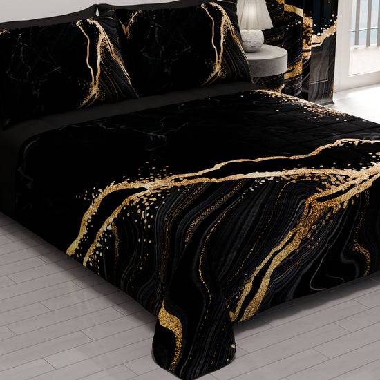 PETTI Trapuntino Copriletto Primaverile Autunnale in Stampa Digitale Marble Nero Officina