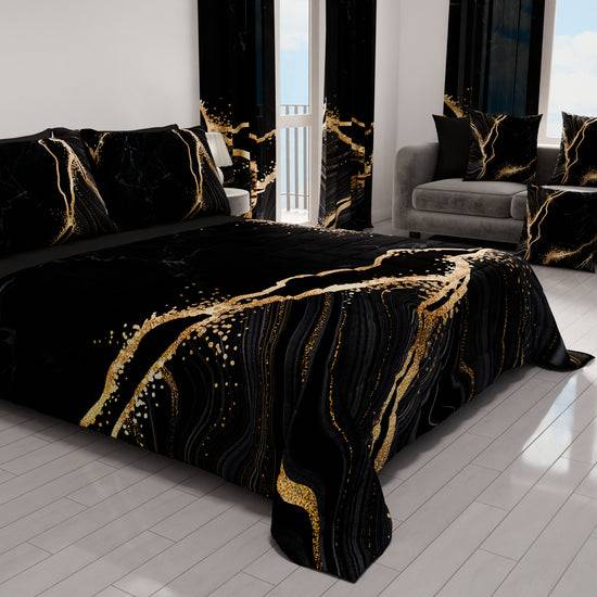 PETTI Trapuntino Copriletto Primaverile Autunnale in Stampa Digitale Marble Nero Officina