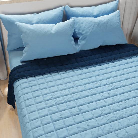 PETTI Trapuntino Copriletto Primaverile Autunnale Double Face Celeste Blu Acquista Ora