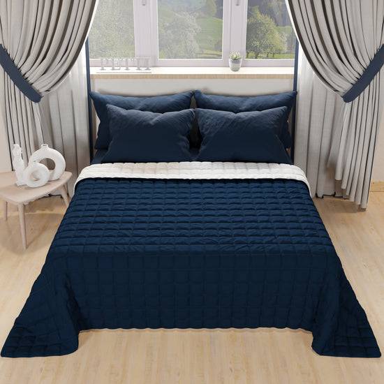 PETTI Trapuntino Copriletto Primaverile Autunnale Double Face Blu Bianco Consegna Veloce