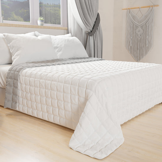 PETTI Trapuntino Copriletto Primaverile Autunnale Double Face Bianco Grigio Promozione Limitata