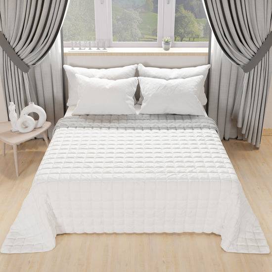PETTI Trapuntino Copriletto Primaverile Autunnale Double Face Bianco Grigio Promozione Limitata
