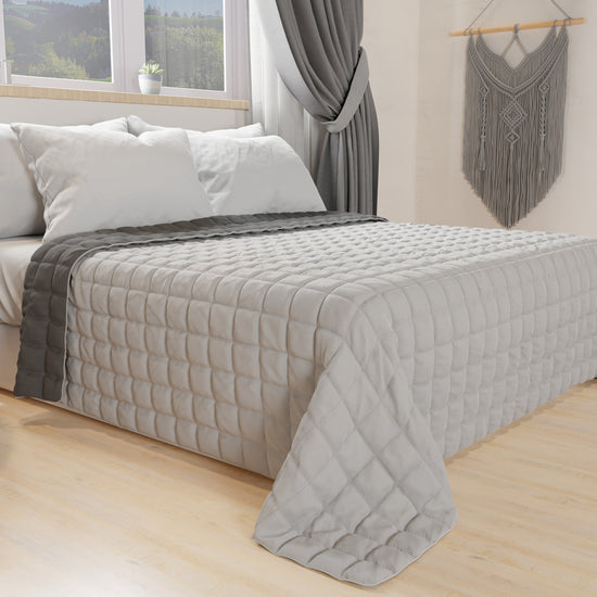 PETTI Trapuntino Copriletto Primaverile Autunnale Double Face Grigio Shopping Online