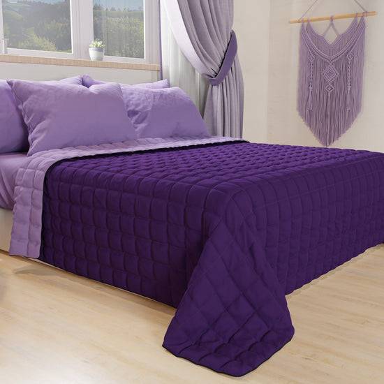 PETTI Trapuntino Copriletto Primaverile Autunnale Double Face Lilla Viola Sottocosto