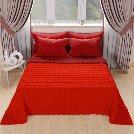 PETTI Trapuntino Copriletto Primaverile Autunnale Double Face Rosso Bordeaux Presa