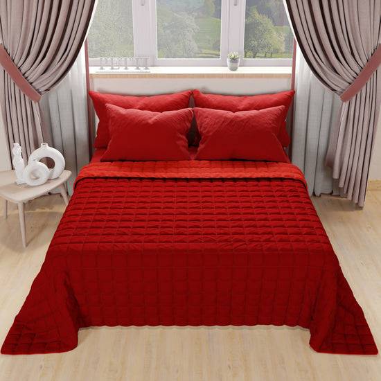 PETTI Trapuntino Copriletto Primaverile Autunnale Double Face Rosso Bordeaux Presa