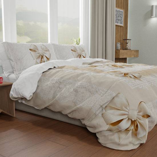 PETTI Copripiumino Matrimoniale, Singolo, Una Piazza e Mezza, Fiocco Beige Vendita