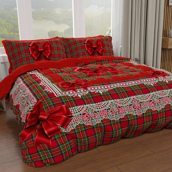 PETTI Copripiumino Matrimoniale, Singolo, Una Piazza e Mezza, Fiocco Tartan, Fantasia Scozzese Qualità Garantita